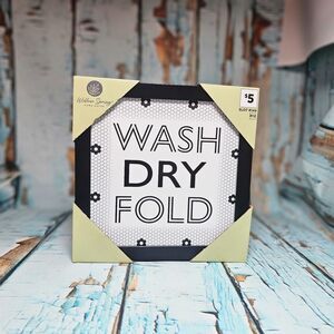 Willow Spring Wash Dry Fold Laundry Room Wall Decor Sign 8x8 Black White New